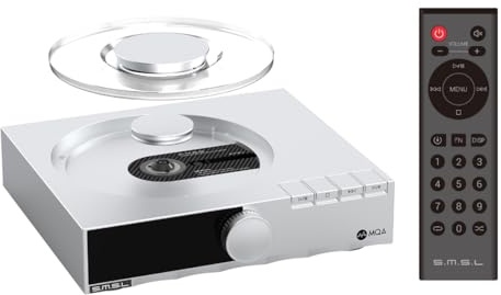 SMSL PL200T - Transportador de CD Hifi, soporte de entrada USB, salidas AES/EBU/I2S/óptica/coaxial, reproductor con decodificación MQA, reproductor de CD para sistema estéreo doméstico con mando a