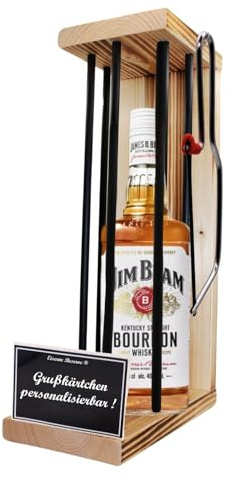 Personalisierte Geschenke 50. Geburtstag Geschenkidee - Eiserne Reserve Black Edition Jim Beam Whisky (1 x 0.70 l) incl. Notsäge - 50 Geburtstag Geschenk Männer Frauen