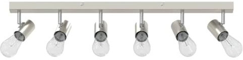 vidaXL Takspotlight 6-vägs Justerbar Borstad Nickel E27 Dimbar Inomhusbelysning för Vardagsrum - Modern Rektangulär Design - Lätt att Installera - Hemkontor Belysning - Lampor för Sovrummet