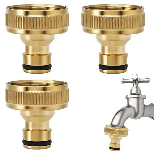 3 pcs Raccordo Tubo Acqua Giardino, Tubo Acqua Giardino 1 Pollice, raccordi per tubi irrigazione, attacco rapido acqua, raccordo per tubo dell'acqua in ottone, connettori filettati interni