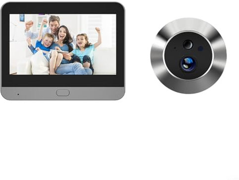 GLFLOW Cámara digital de mirilla de puerta de 4.3 pulgadas, monitor a color, timbre inteligente 1080P para apartamento con intercomunicador y sensor de movimiento PIR, conectividad WiFi inalámbrica