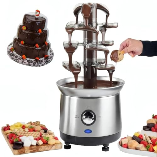Fontana di Cioccolato Commerciale, Pentola per Cioccolato in Acciaio Inossidabile A Quattro Strati, Fontana Elettrica di Grande capacità da 2,5 Libbre