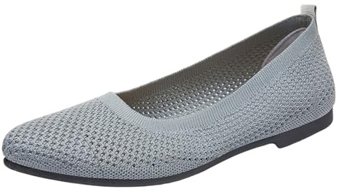 VBEDKDEB Ballerina Shoes Women's Comfortable Flat Ballet Flats Old Fabric Shoes Breathable Popular Knitted Mesh Fashion Women's Shoes Barefoot Shoes Ballerina, gray, 4.5 UK