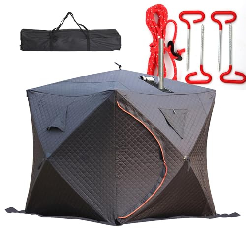 VNATWGOO Tienda de Sauna para Exteriores, Cabina de Sauna Aislada Portátil, 180x180x210cm Impermeable a la Nieve y al Viento, Cálida para Camping, Jardín, Gimnasio en Casa