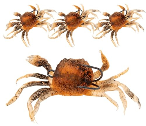 TOYANDONA 4Pcs Realistic 3D Soft Crab Fishing Lures with Hooks Red Brown Simulation Crab Bait for Sea Fishing Artificial Imitation Bait Suitable for Saltwater and Freshwater Anglers