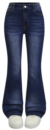Jeans Mädchen Teenager - Flared Jeans Hohe Taille Elastische Denim Hose Y2K Retro Bootcut Jeanshose Stretch Weiche Glockenhose Bequeme Freizeithose Outdoorhose Pants Für Schule Freizeit 176 170 56 68