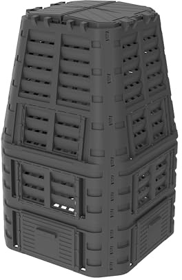 EKOGRID Compostiera da Giardino - 1000 L - con Irrigazione a Goccia e Ventilazione - Nero
