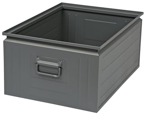 kaiserkraft | Cassetta impilabile in lamiera d'acciaio | capacità ca 80 l | grigio basalto RAL 7012