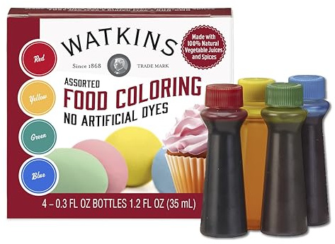 Watkins Assorted Food Colouring, Red/Yellow/Green/Blue, 35ml