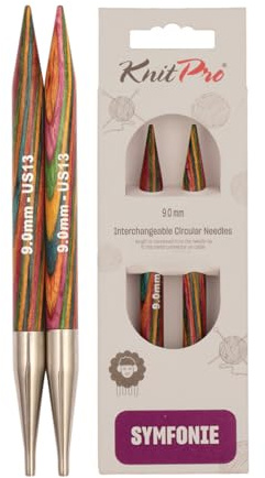 Knitpro Symfonie - Punte intercambiabili in Legno per Ferro Circolare (Non Incluso) 9.0 mm