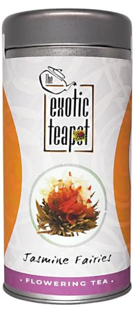 The Exotic Teapot - Jasmine Fairies Flowering Tea Tin, 10 Blooms, Jasmine Flower Tea