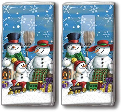 20 Taschentücher (2x 10) Taschentücher Schneemannfamilie/Winter / Weihnachten
