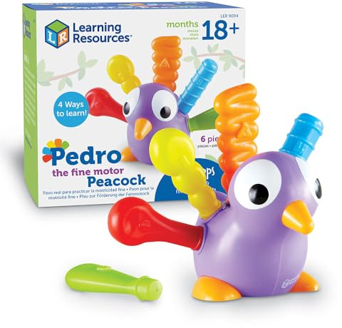 Learning Resources Pedro the Fine Motor Peacock | Fine Motor Skills Toys, Toddler Montessori, Preschool Sensory Skill Toys, Sorting and Hand Coordination, Ages 18 Months+