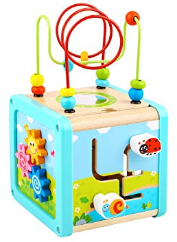 Tooky Toy 921 TL088 EA Wooden Play Cube, Blue (Bright Blue)
