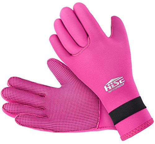 Neopren-Tauchhandschuhe, 3 mm, Thermo-Handschuhe, rutschfest, für Herren und Damen, zum Tauchen, Schnorcheln, Segeln (Pink, S)