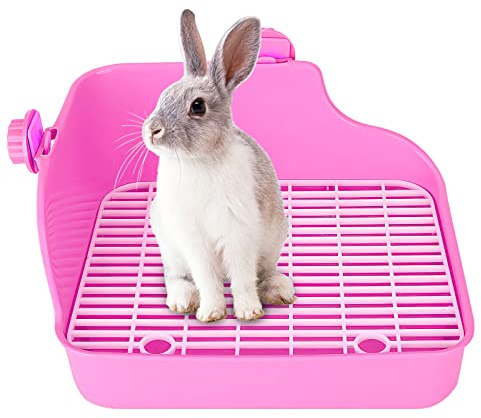 Caja de Arena de Esquina para Conejo y Animales Pequeños Bandeja de Inodoro y Ropa de Cama para Chinchilla Conejillo de Indias Uso en Jaula