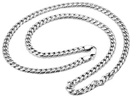 ANAZOZ Kette Mann Silber 990 50 cm, Halskette Männer Ohne Anhänger Panzerkette Silber 4,8mm Breit