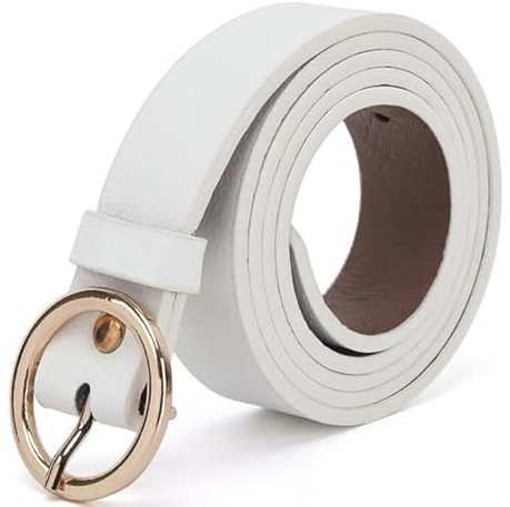 1Pcs Runde Metall Kreis Gürtel Weibliche PU Leder Taille Gürtel Für Frauen Jeans Hosen Schwarz Weiß