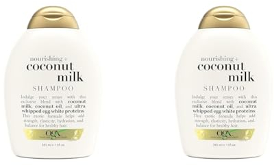 OGX - Shampoing Coconut Milk (385 ml) – Shampoing hydratant au lait de coco – Soin capillaire sans parabène et sans tensioactifs sulfatés (Lot de 2)