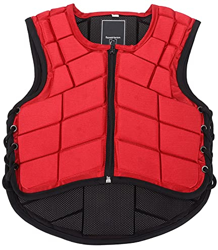 HERCHR Kinder-Reitweste, REIT-Sicherheitsweste, Mit Nylonschaum Gepolsterte Schutzausrüstung, Körperschutz, Rote Weste Für Kinder(CS)