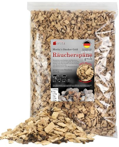 Moritz 1 kg di trucioli di faggio con chiodi di garofano grossolano, 6 – 12 mm, affumicatura a freddo di pesce, carne, salsiccia, formaggio, verdure, anche per barbecue, griglia, farina affumicata