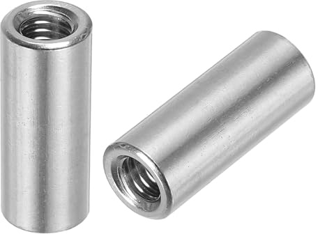 sourcing map 6Pcs M6 Round Connector Nuts, 20mm/0.8 Length, M6x20x10mm | 304 Stainless Steel Coupling Nut, Sleeve Rod Bar Stud Nut for Bracket