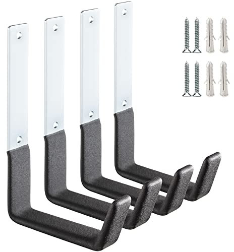 PYBTOOL Crochets utilitaires de rangement de garage robustes, support de tuyau d'arrosage, crochets de montage mural en acier, grands crochets en J pour organisateur de stockage d'outils