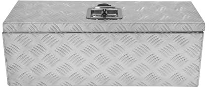 Caisse à Outils de Transport en Aluminium 35L, Damier Métal Résistant, Fond & joints doublés renforcés en caoutchouc, Malle Coffre Solide pour Camion Van, 660 x 230 x 230mm [Verrou & 2 clés INCLUS]