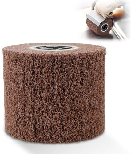 Mumjooyi Spazzola Abrasiva Rullo Satinato Smerigliatrice Angolare Manicotti Abrasivi per Levigatrice Levigatrice a Rullo Spazzola in Nylon per Lucidare Rosso 120 x 100mm - Grana 120