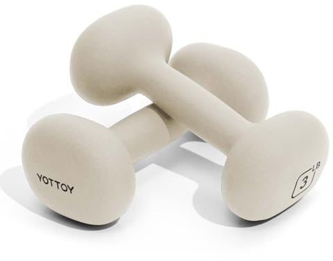 YOTTOY Weights Dumbbells Set for Women,3 Pound Dumbbells Set of 2, Non-Slip Hand Weights for Home Workouts, Portable Strength Training Neoprene dumbbells (White, 3LB-Pair)