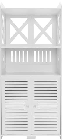 Armario de baño blanco mueble auxiliar independiente con estantes abiertos de 4 pisos armarios de almacenamiento para el dormitorio salón