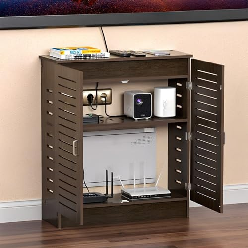 HDZNDH Router Rack Caja de Almacenamiento WiFi, Soporte para Enrutador de Montaje en Pared, Estante de Pared Flotante, Decoración de Persianas, Gabinete para Ocultar Regleta y Organizar Cables