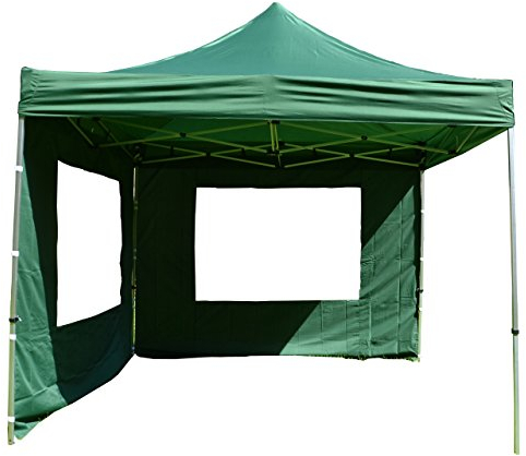 Nexos Hochwertiger Falt-Pavillon Partyzelt mit 2 Seitenteilen PROFI Ausführung für Garten Terrasse Feier Markt als Unterstand Plane wasserdichtes Dach 3 x 3 m grün