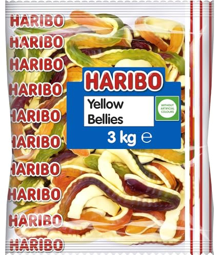 HARIBO Yellow Belly Giant Snakes, Yellow Bellies Bulk Sweets, 3 kg (Pack of 1)