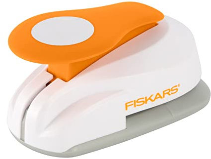 Fiskars X-Large Lever Punch Circle, Creates Clean 2 Punched-Out Designs for Scrapbooking & Card Making, Perfect for Paper Craft Windows & Embellishments, Manual Lever Operation, 2, Gray