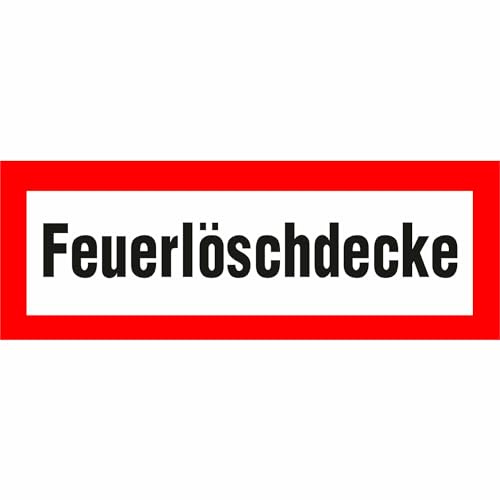 Indigos UG Aufkleber Feuerlöschdecke - 210x74 mm - selbstklebender Sicherheits Aufkleber für Tür oder Wand - Warnschild für Gebäude, Hotel, Büro, Firma, Haus, Praxis