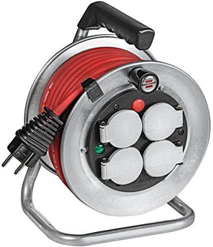 Brennenstuhl Enrouleur de câble Silver Baby 10m (IP44), Fabrication Française 1207911