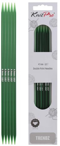 KnitPro sticknålar nålspel strumpstickor 4,50 mm 15 cm 5 st grön