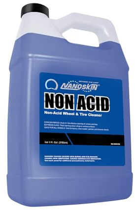 Nanoskin Non Acid Professional Wheel & Tire Cleaner 1 Gallon – Works with Brush | Car Wash Cleaning Spray for Detailing | Removes Brake Dust, Oil, Dirt, Light Corrosion