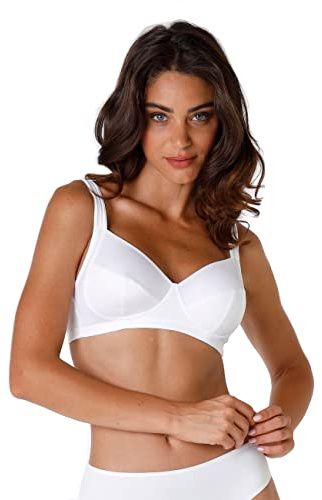 Lovable Reggiseno Senza Ferretto in Micro con Sottocoppa in Cotone, Non Imbottito, Sostegno e Comfort, Taglie Forti, Art. 4020, Shaping Donna, Bianco, 38 / 5C