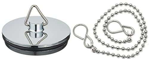 Bouchon d'évier chromé avec chaîne pour lavabo 38 mm