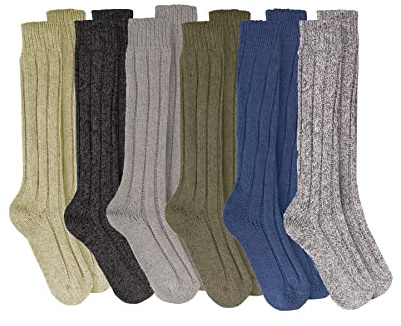 Sock Stack Lot de 6 paires de chaussettes longues épaisses en laine pour homme Longueur genou Taille 39-45, multicolore, 6-11