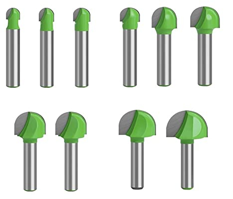 SPORTARC 10 Stück 8 mm Schaft Kugelnase Schaftfräser Runde Nase Cove CNC Fräsbohrer Radiuskern 6 mm, 8 mm, 10 mm, 12 mm, 14 mm, 16 mm, 18 mm, 20 mm, 22 mm, 25 mm