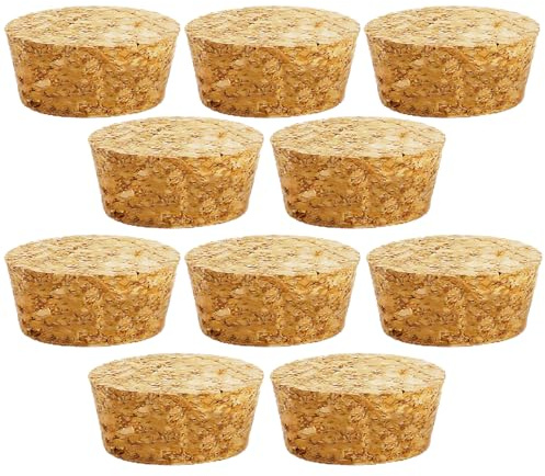 10 tapones de corcho cónicos de madera para vino, tapones de sellado reutilizables para barra de botellas, manualidades, accesorios de cocina (42 x 37 x 25 mm)