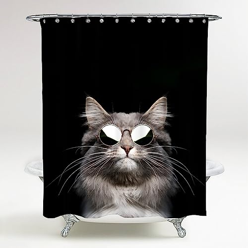 Sanilo Duschvorhang, viele schöne Duschvorhänge zur Auswahl, hochwertige Qualität, inkl. 12 Ringe, wasserdicht, Anti-Schimmel-Effekt (Cool Cat)
