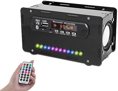 BANRIA DIY Bluetooth-kompatibelt högtalarkit, gör-det-själv lödningsprojekt FM-radio USB mini hem ljudförstärkare kit med digital display och färgglada LED-lampor för gör-det-själv elektronik lödning