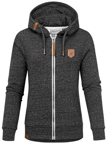 REPUBLIX Damen Sweatjacke Hoodie Sweatshirt Pullover Zipper Jacke RD-020 Schwarz XS