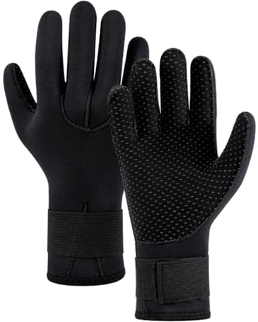 pdodo 5 mm Neoprene Gloves,3 mm Thermal Gloves Thermal Warm, 3 mm / 5 mm Neoprene Diving Gloves,Non-Slip Gloves for Men and Women Wear-Resistant Swimming Gloves for Surfing Fishing