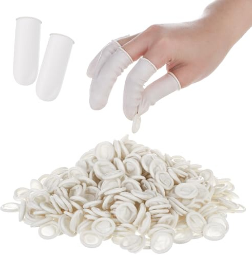 Halinuia 500 Stück Fingerschutz Fingerkuppenschutz Latex Fingerling, Weiß