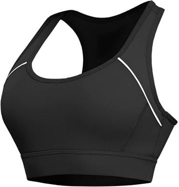 Paeceioni Sport BH Damen Ohne Bügel Starker Halt Große Brüste Push Up, Bustier Damen Gepolstert, Sport-BHS für Damen Yoga Top Sports Bra Einstellbar Fuer Fitness Training Schwarz(S)